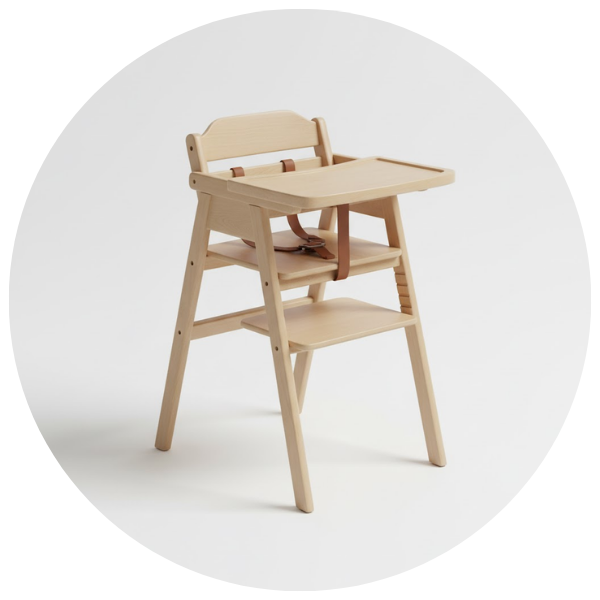 Chaise haute bébé en bois