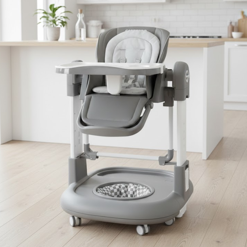 Chaise Haute Bebe 3 en 1 Gris