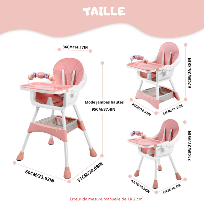 Chaise Haute Bebe Avec Coussin en Tissu