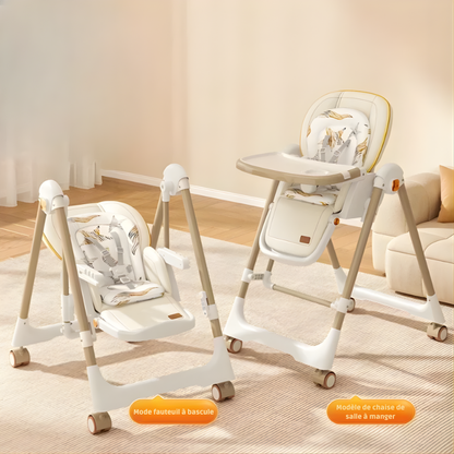 Chaise Haute Bébé 4 Roulettes à Bascule