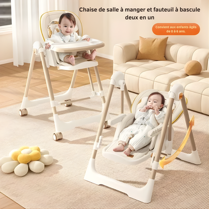 Chaise Haute Bébé 4 Roulettes à Bascule