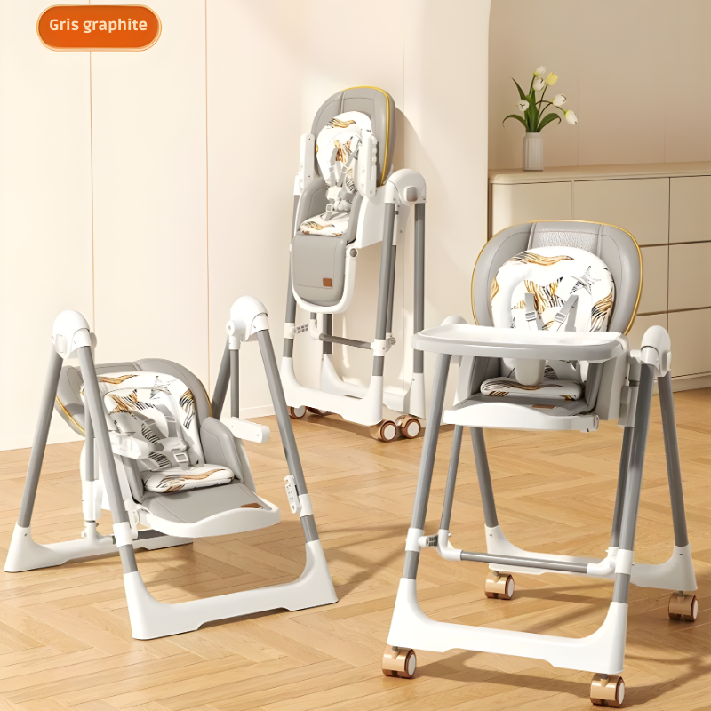 Chaise Haute Bébé 4 Roulettes à Bascule