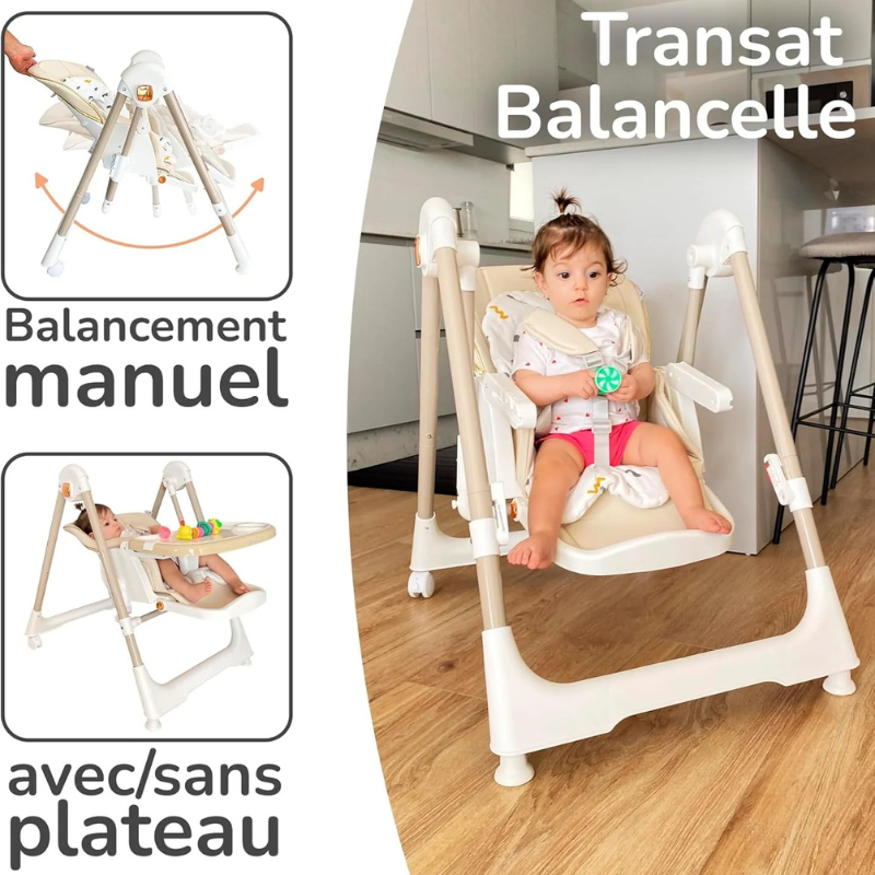 Chaise Haute Balancelle Bebe Gris