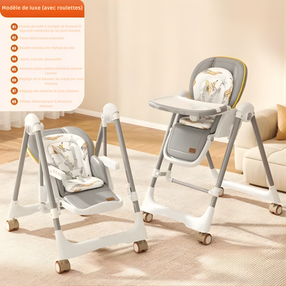 Chaise Haute Bébé 4 Roulettes à Bascule