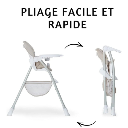 Chaise Haute Bebe 90 cm Gris