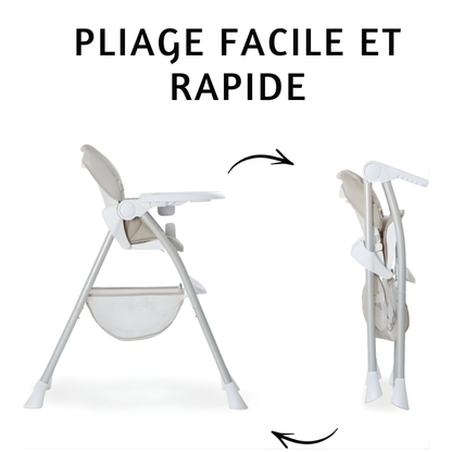 Chaise Haute Bebe 90 cm Blanc beige