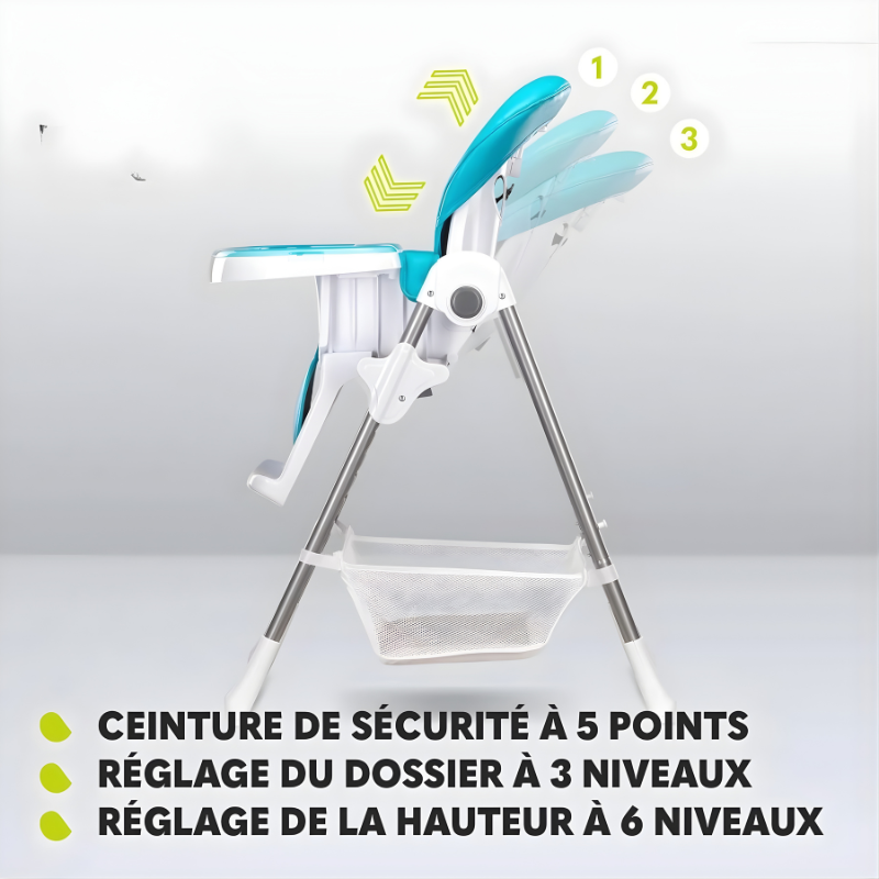 Seggiolone turchese per bambini da 6 mesi a 3 anni