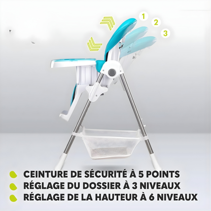 Seggiolone turchese per bambini da 6 mesi a 3 anni