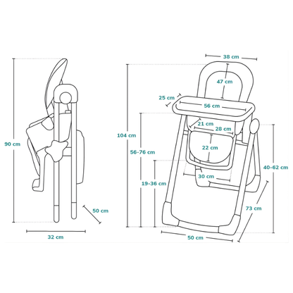 Seggiolone turchese per bambini da 6 mesi a 3 anni