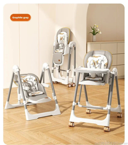 Chaise Haute Bébé 4 Roulettes à Bascule